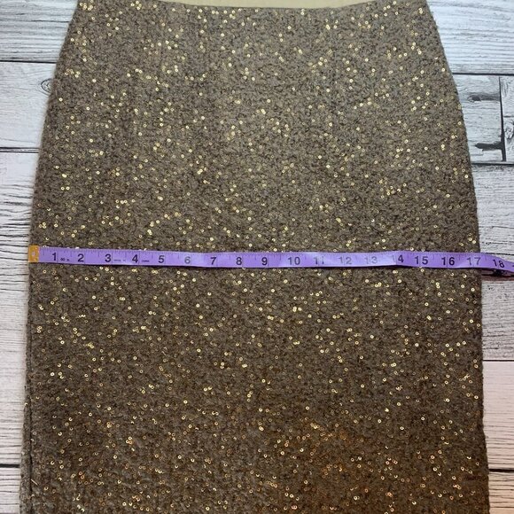 Anthropologie Pink Martini Sparkly Champagne Wool Blend Pencil Skirt - Picture 11 of 13